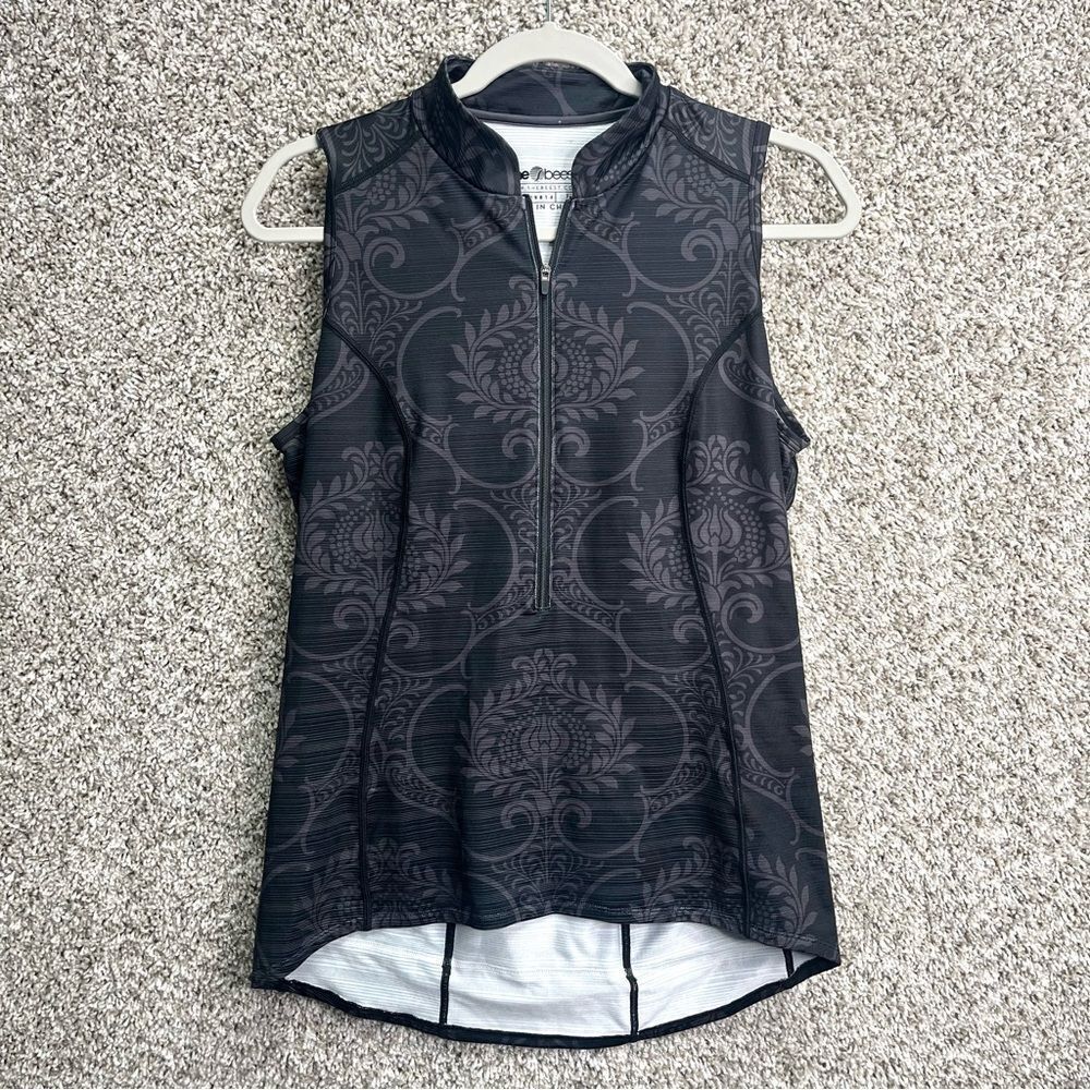 SheBeest Cycling‎ Shirt Women’s Large Black and Grey Patterned Sleeveless